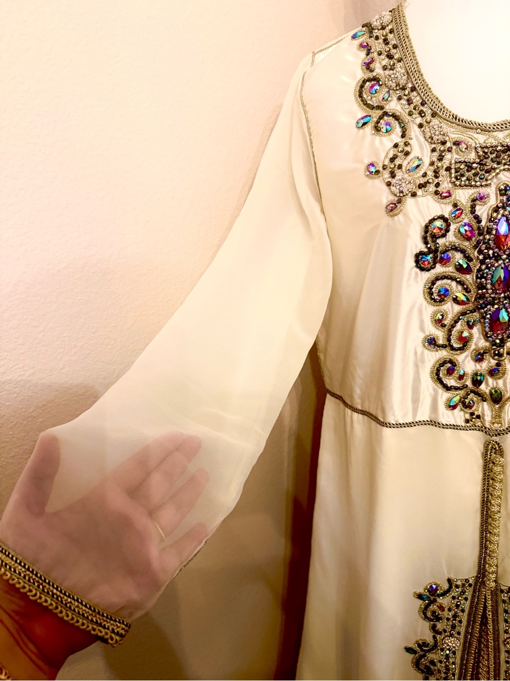 Moroccan kaftan Designer Hand Work Dubai Embroidered Georgette Stylish Maxi . - Picture 8 of 16